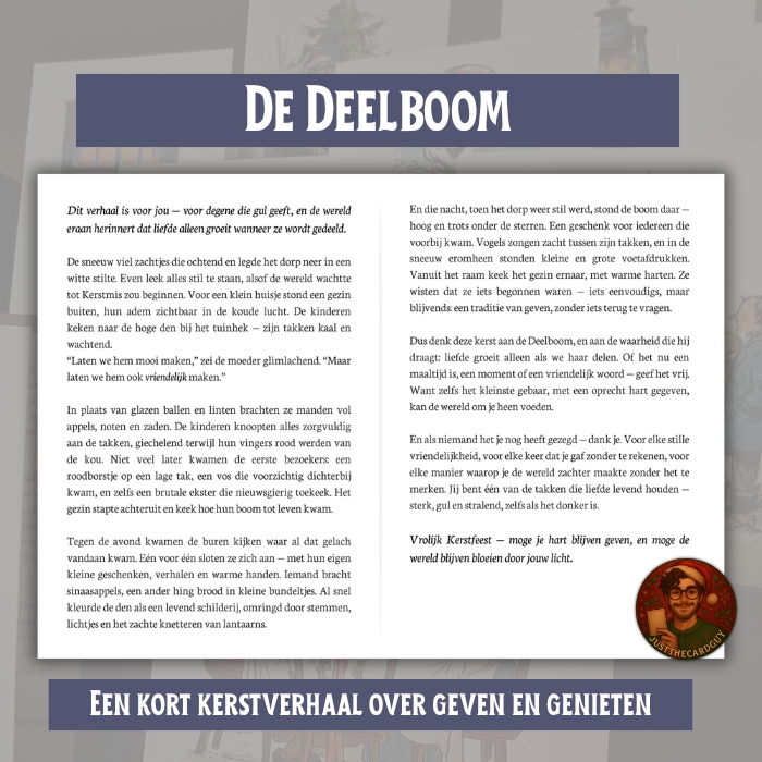 Kerstkaart over geven en delen – De Deelboom