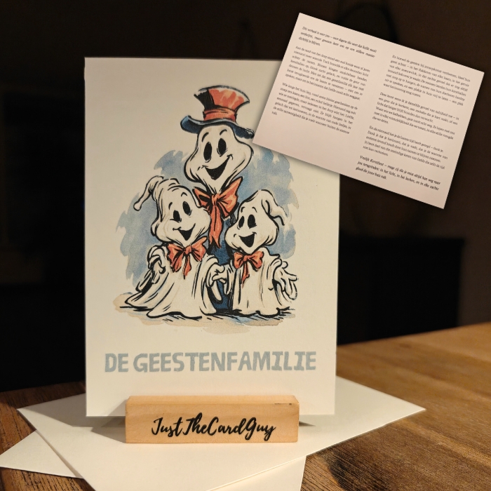 Kerstkaart over liefde die blijft – De Geestenfamilie | Herinnering en troost met kerst
