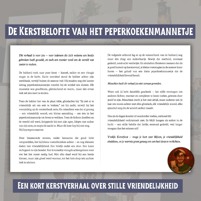 Kerstkaart over vriendelijkheid – De Belofte van het Peperkoekenmannetje